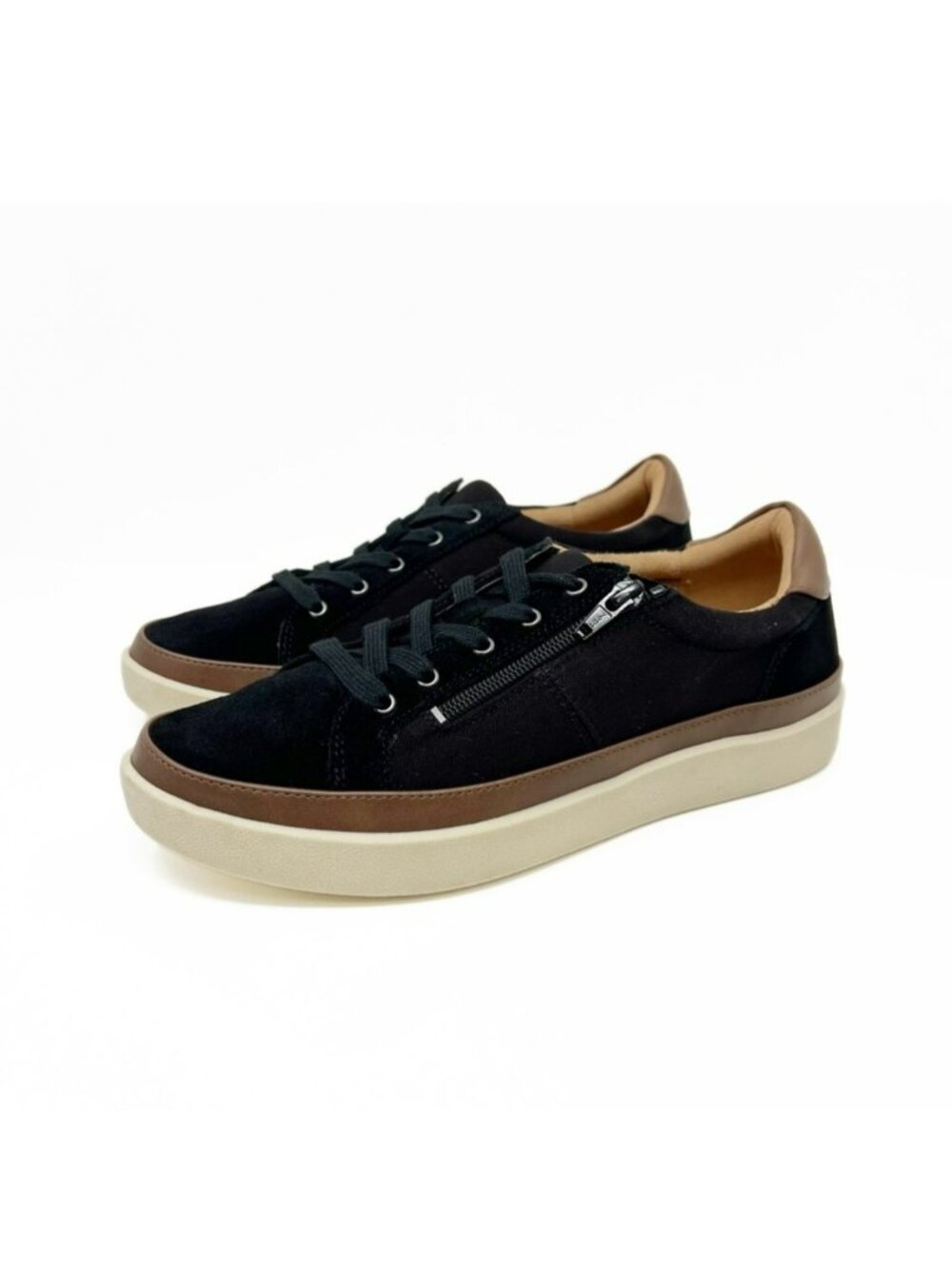 Vionic Mayra Canvas Suede Lace Casual Sneakers Womens 11 Black